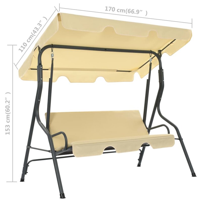Patio Swing Chair Outdoor Bench with Canopy and Cushion Swing Seat