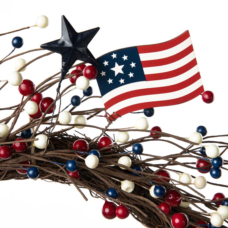 Patriotic/American Independence Day Faux 22'' Wreath