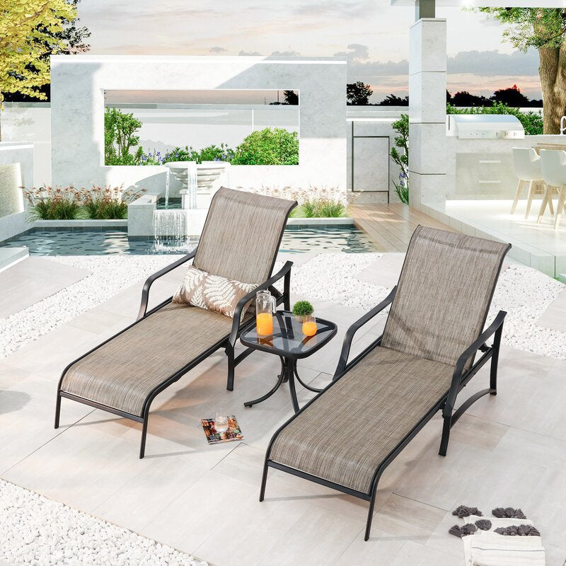 Pawlak Outdoor Chaise Lounge with Table