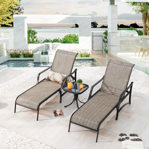 Pawlak Outdoor Chaise Lounge with Table