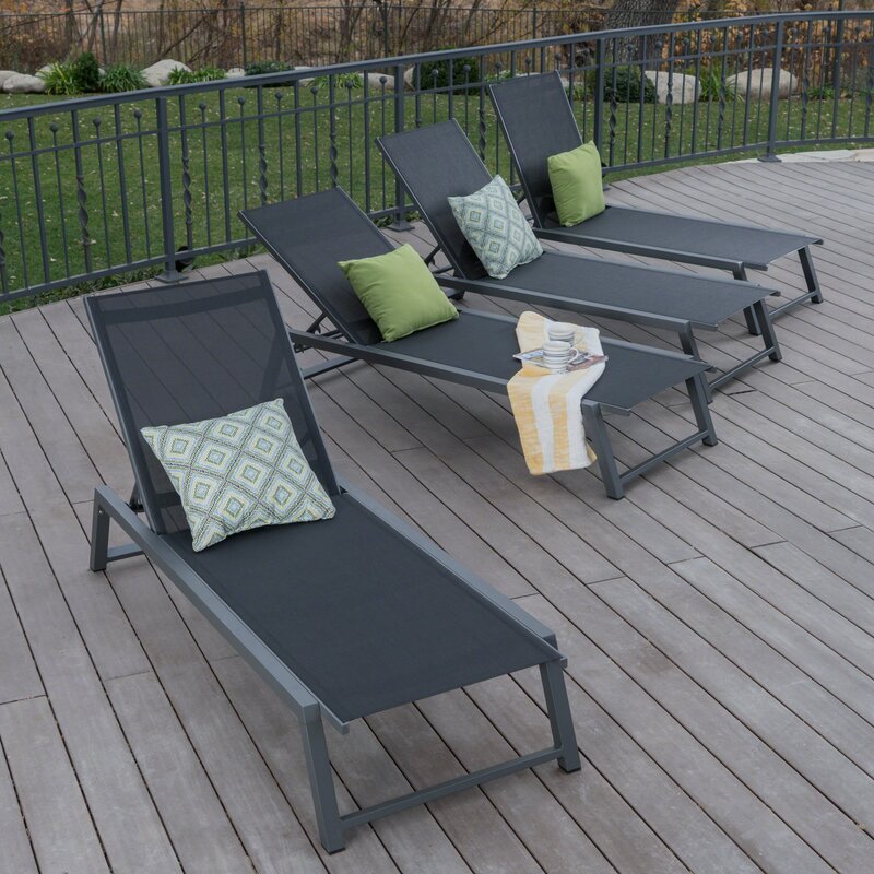 White Petrie Outdoor Metal Chaise Lounge Set (Set of 4)