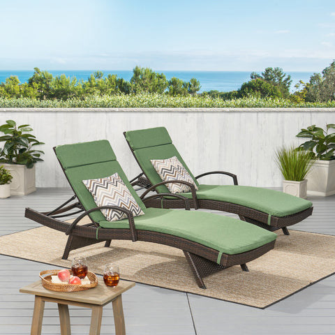 Rebello Outdoor Wicker Chaise Lounge Set (Set of 2)