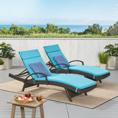 Rebello Outdoor Wicker Chaise Lounge Set (Set of 2)