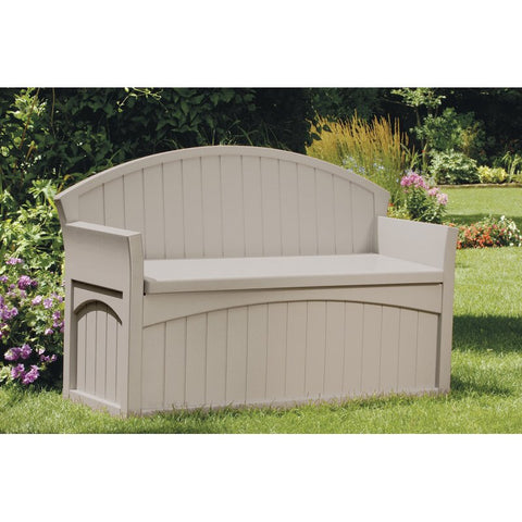Suncast 50 Gallons Gallon Water Resistant Plastic Storage Bench in Light Taupe