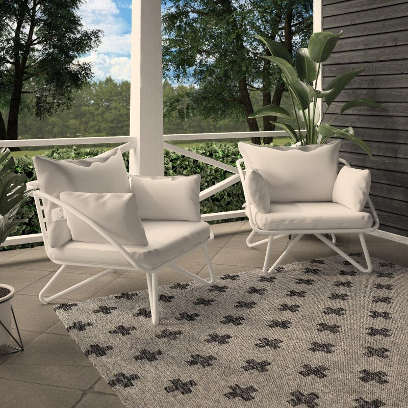Teddi Metal Outdoor Lounge Chair (Set of 2)
