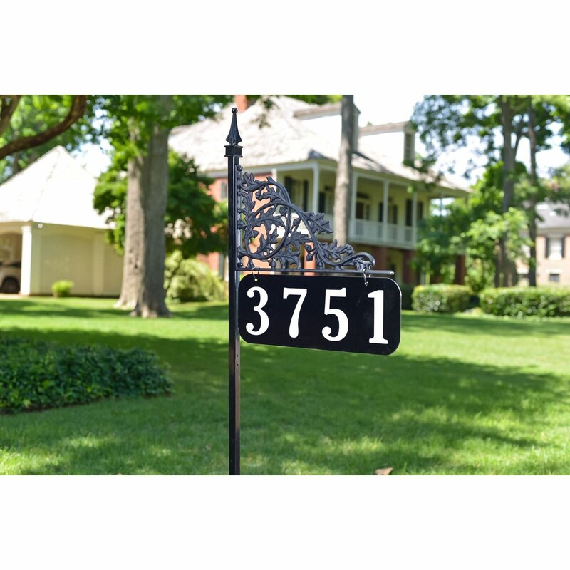 Unique Yard Oak Leaf Design 1-Line Address Post