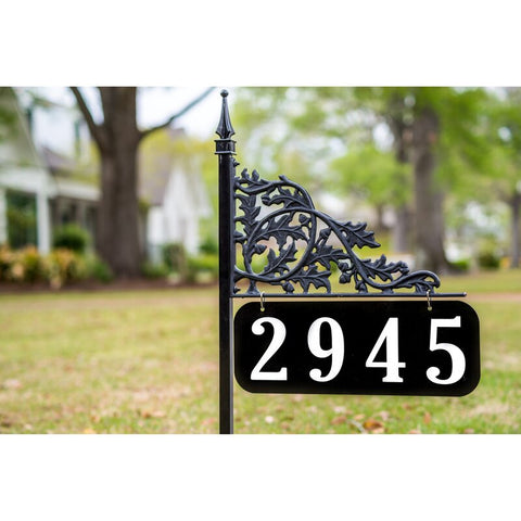 Unique Yard Oak Leaf Design 1-Line Address Post