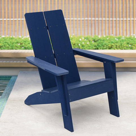 Navy Blue Venedy Plastic Outdoor Adirondack Chair