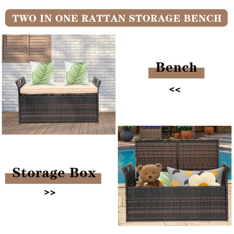 Winado 33 Gallons Gallon Wicker Storage Bench