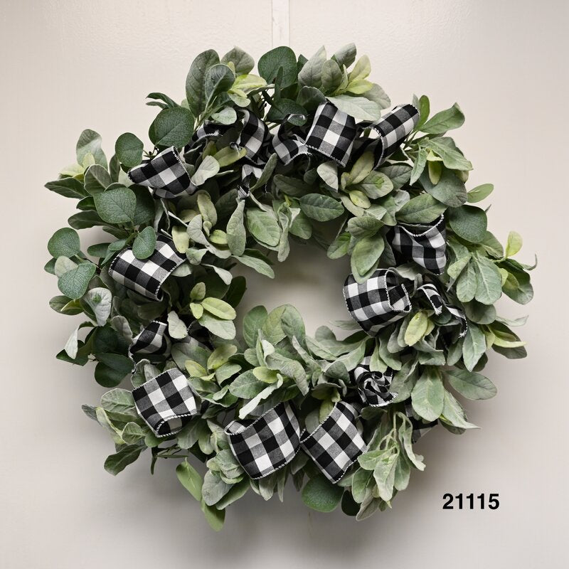 Wreaths Handcrafted Faux Lambs Ear 24'' Wreath