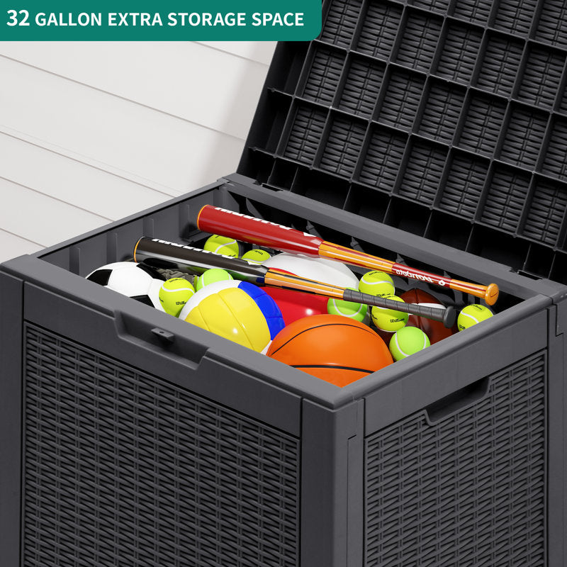 YITAHOME 32 Gallons Gallon Water Resistant Resin Lockable Deck Box