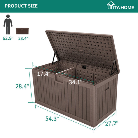YITA 150 Gallon Water Resistant Resin Lockable Deck Box with Flexible Divider