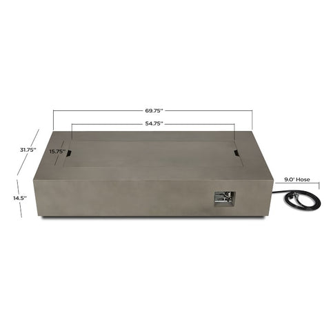 Cardona 70" Mist Grey Rectangle Propane Fire Table with Natural Gas Conversion Kit